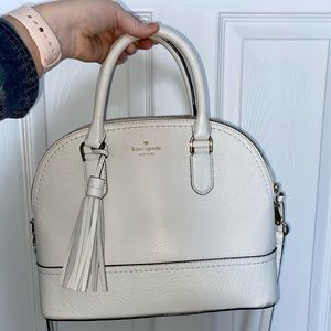 🤍 White Kate Spade Leather Satchel | Classic & Chic